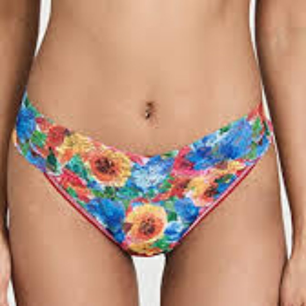 hanky panky original high rise floral lace thong panty bold bloom